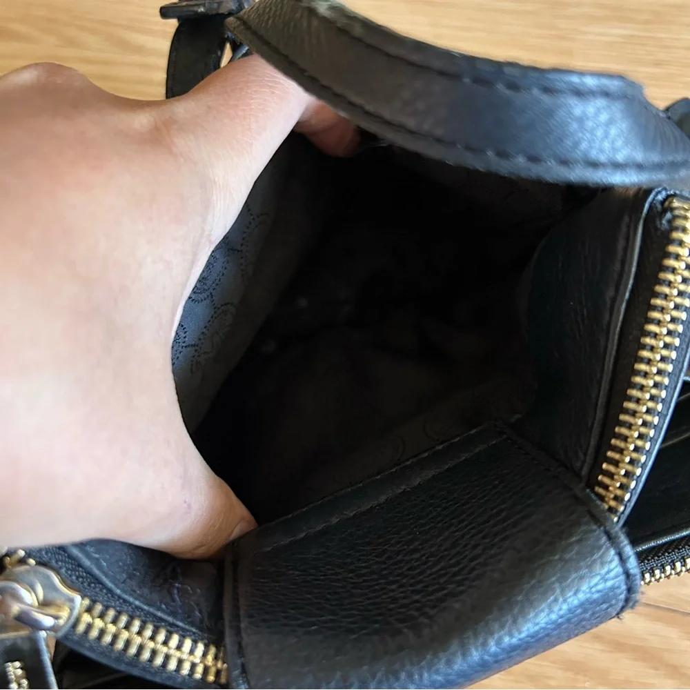 Michael Kors Black Pebbled Leather Fulton Small Crossbody Bag